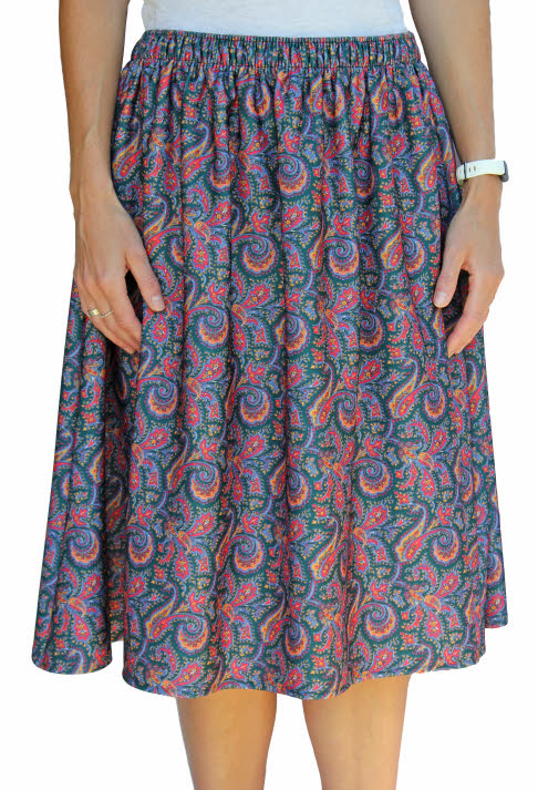 Ladies fully elasticated skirt in paisley