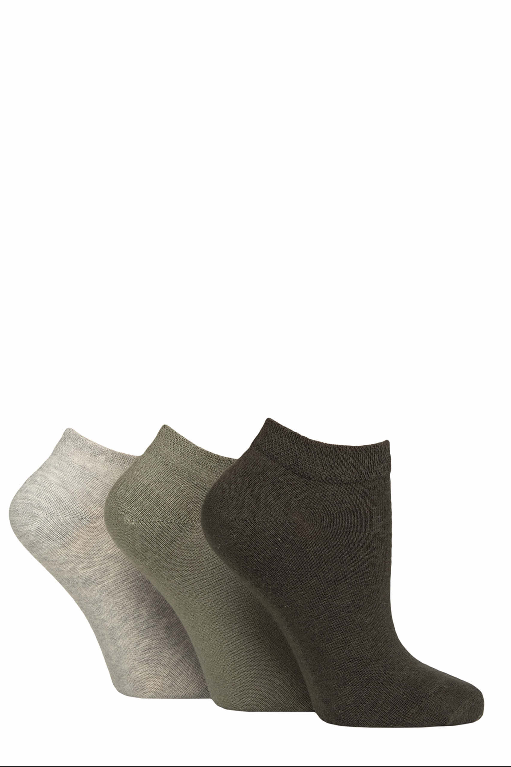 Ladies Diabetic khaki mix trainer socks Soft top- Non elasticated Socks