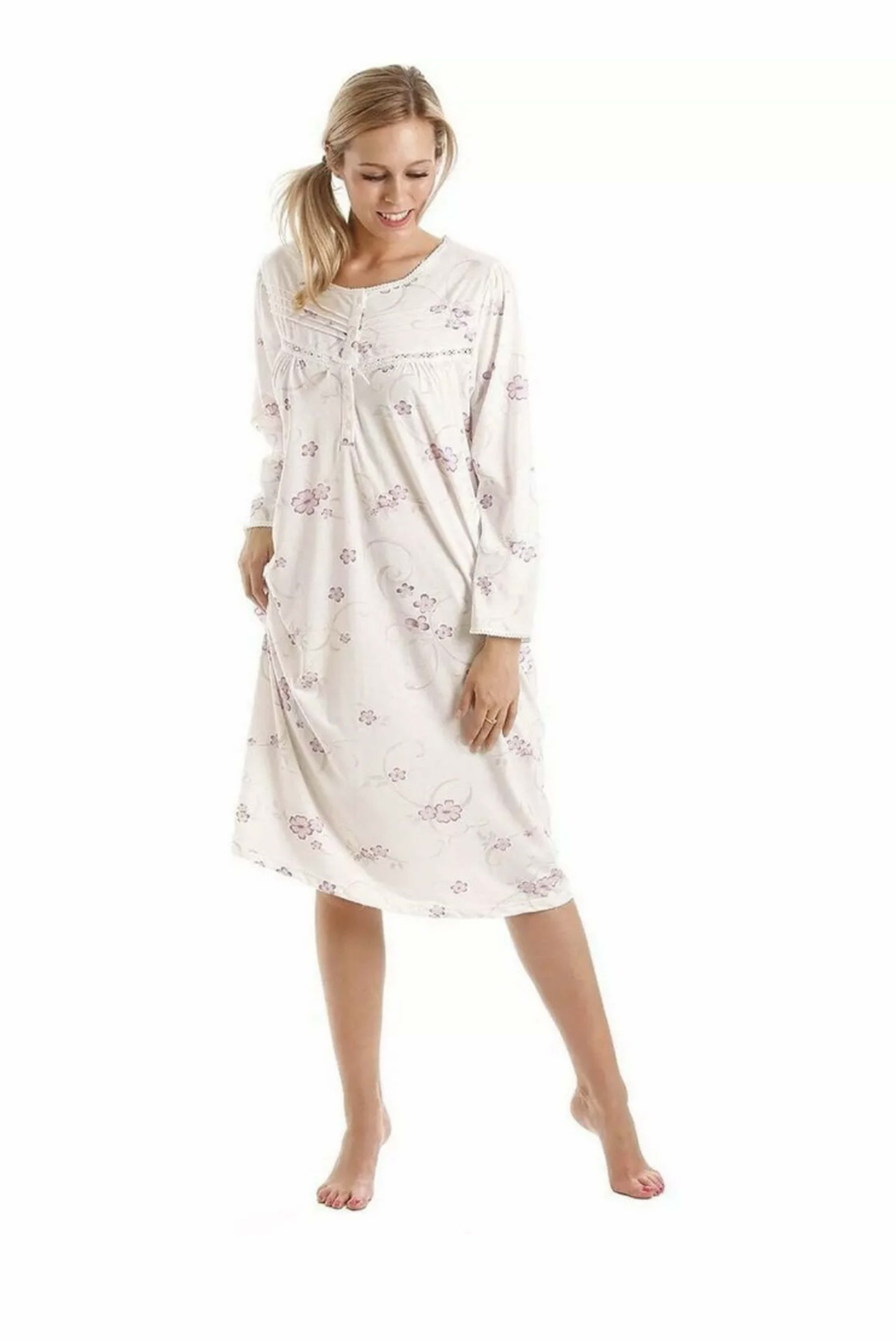 Ladies Short Sleeved Floral Jersey Nightdress By Lady Olga N0104 