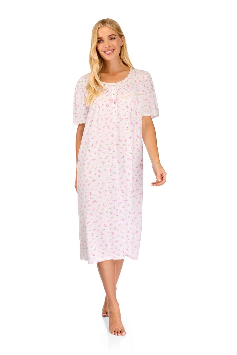 short sleeve jersey nightdress in vintage blossom pattern
