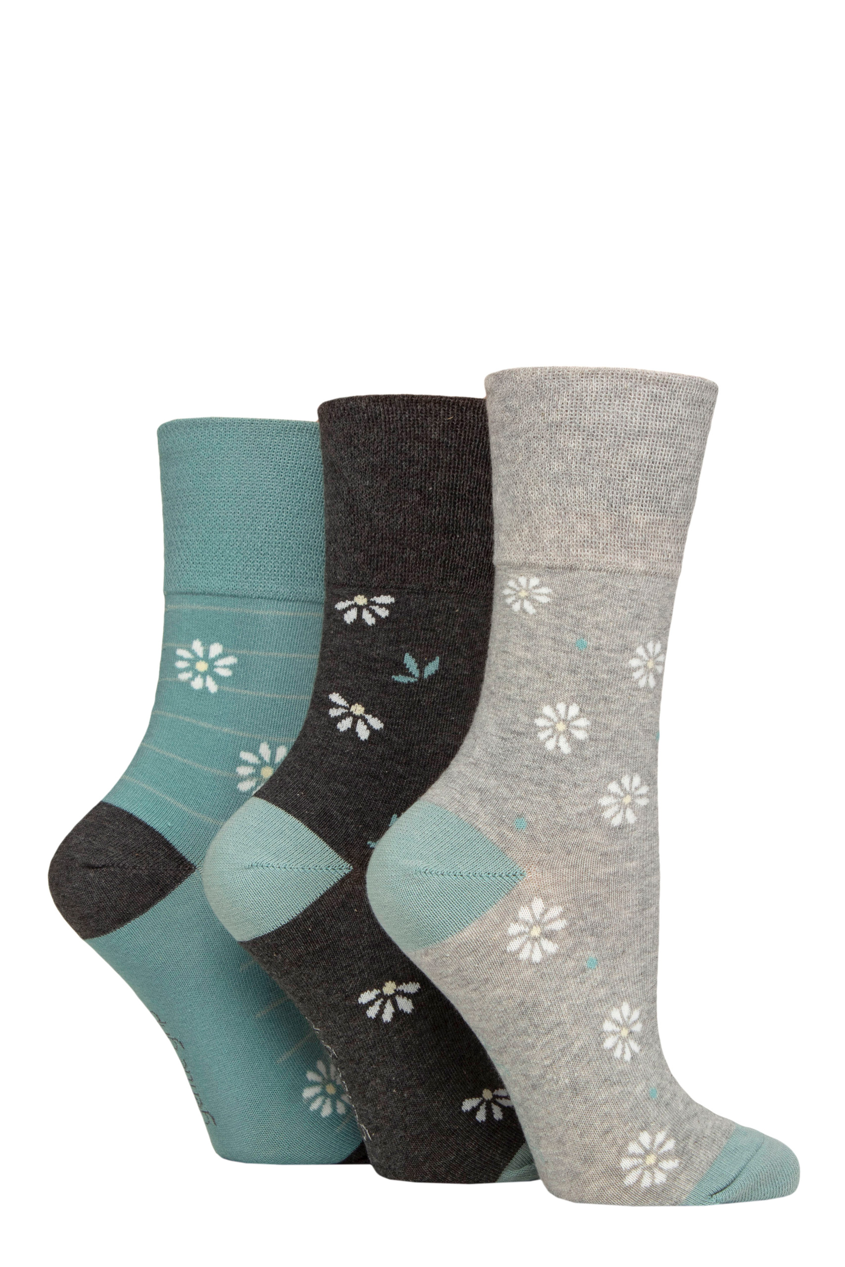 Ladies Soft top- Non elasticated Socks. RHS Floral Contrast print