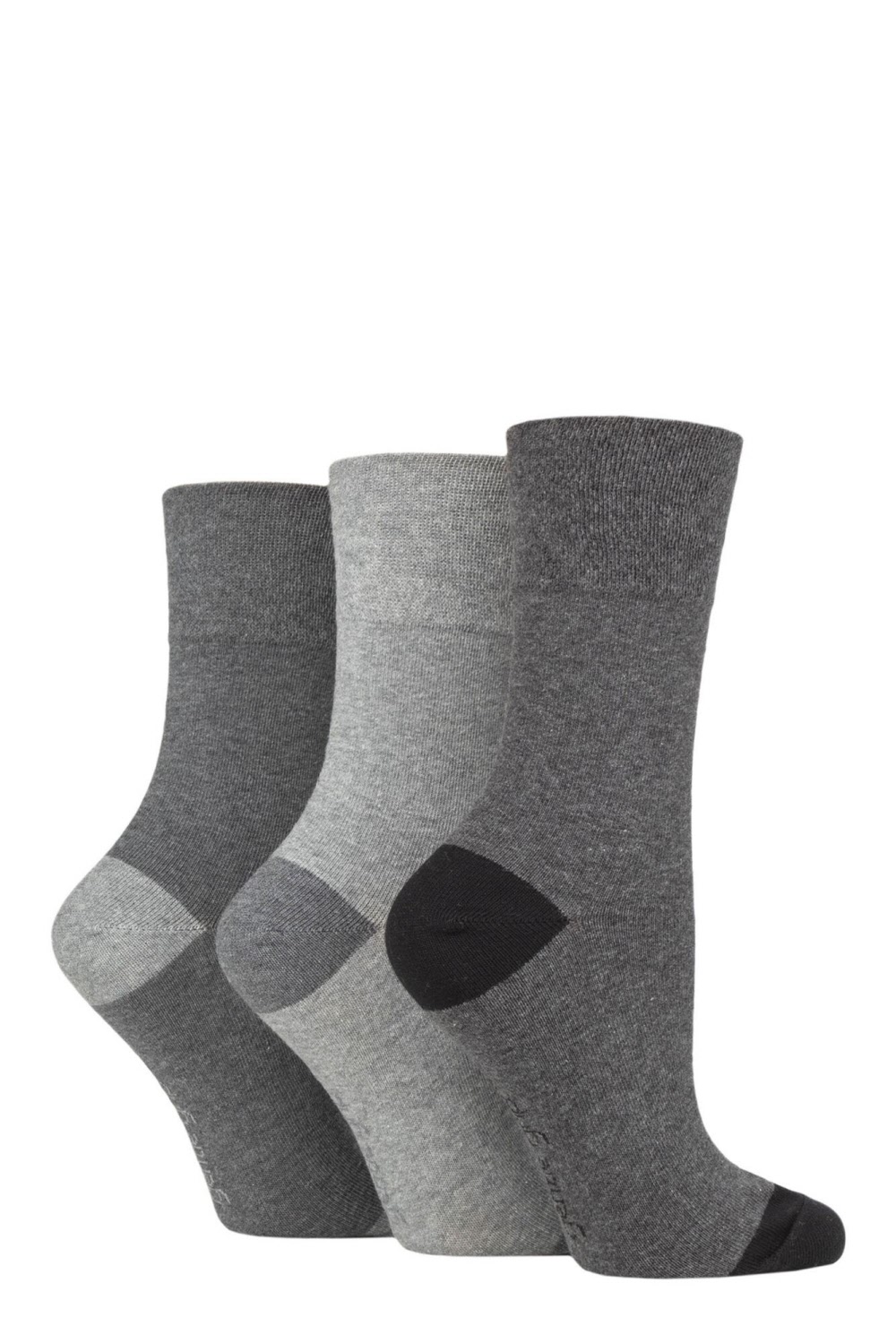 Ladies Soft top Non elasticated Socks. ladies gentle grip socks. Grey mix
