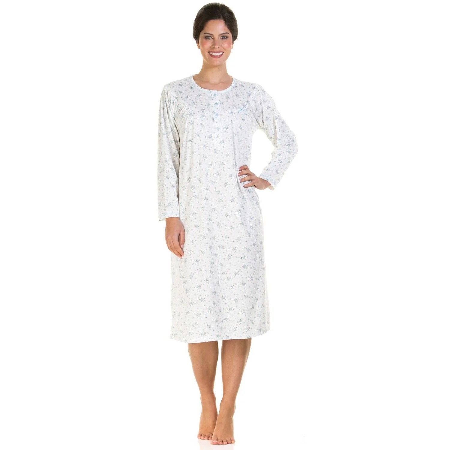 Ladies long sleeved bethan cuddleknit nightdress by Lady Olga