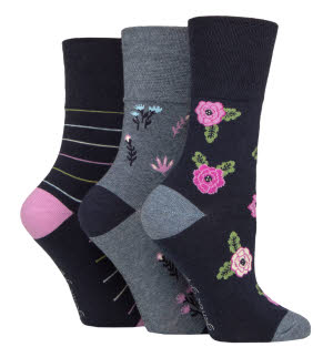 Ladies non elasticated socks in Opulent blossom pattern