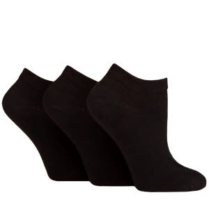 Ladies diabetic trainer socks in black. non elasticated trainer socks